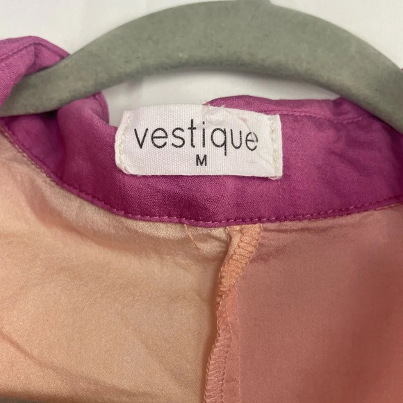 Vestique Pink And Beige Color block Button Down Shirt Size M - Picture 5 of 9
